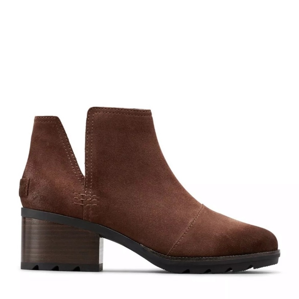 Sorel Cate Suede Cut Out Block Heel Bootie NEW
